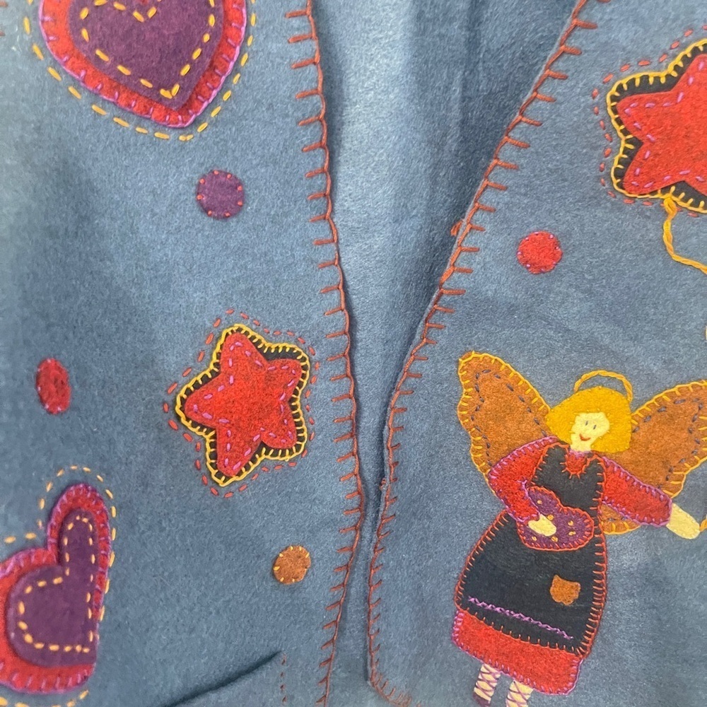 Womens Angel Appliqued Felt  Vest Size Medium Large Country Hearts - Picture 4 of 7